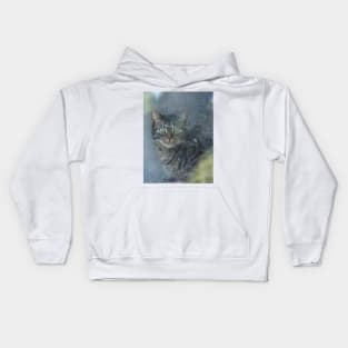 Cat behind a glass pane Kids Hoodie